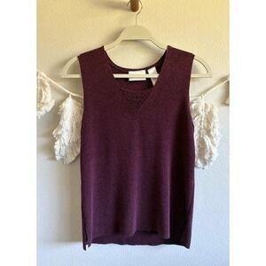 Y2K Vintage Liz Claiborne Burgundy Sleeveless Top Womens Medium Knit Tank